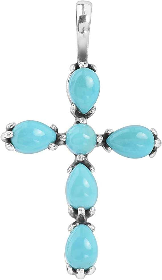 Genuine Sleeping Beauty Turquoise Cross Necklace, Sterling Silver, Pen –  Timberline Traders
